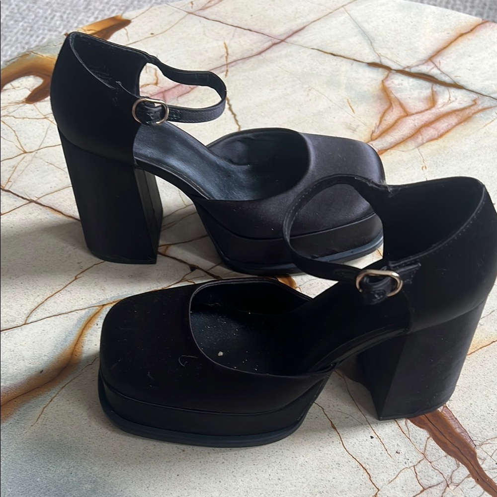 H&M Size 39 Satin Chunky Super High Heels – Glam Party Ready EU39 - Picture 3 of 6